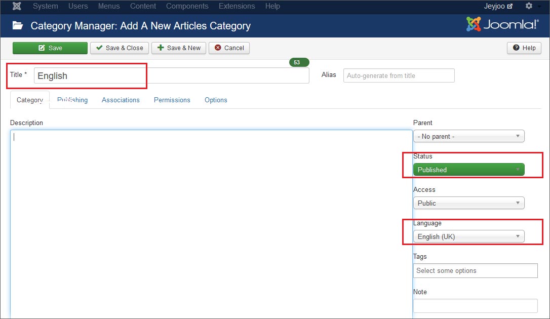 How to create a category for website content