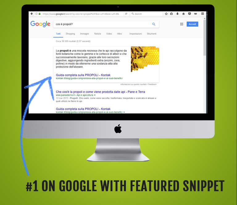 #1 position on Google with a featured snippet